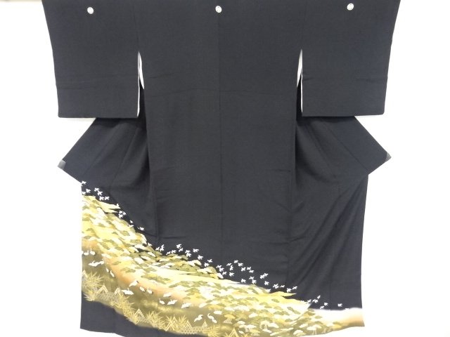 リサイクル　金彩松鶴模様刺繍留袖(比翼付き)